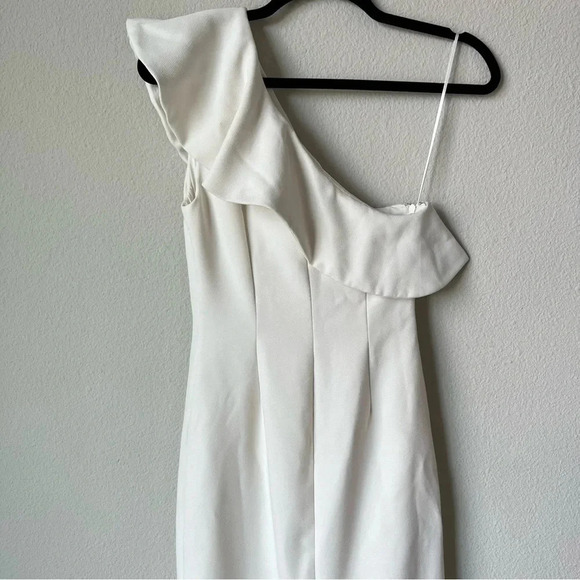 Keepsake White One Shoulder Ruffle Dress Size Small / 4 - Picture 4 of 8